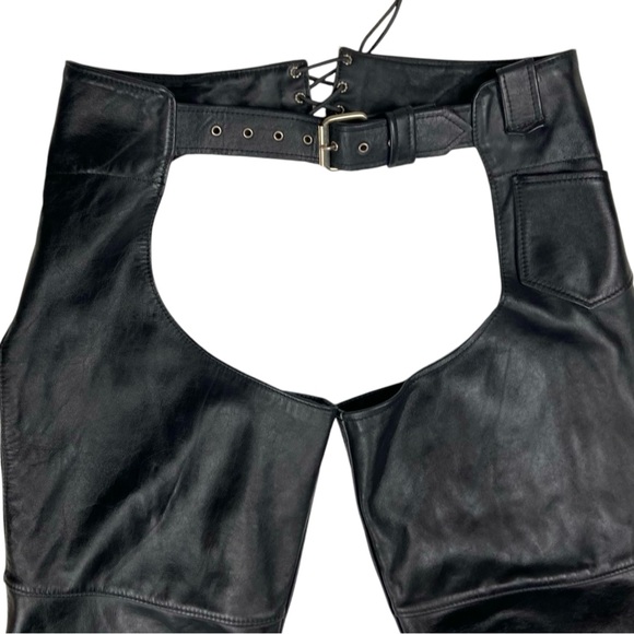 Steer Brand Women’s Blk Leather Motorcycle Biker Chaps Riding Pants - Picture 16 of 16